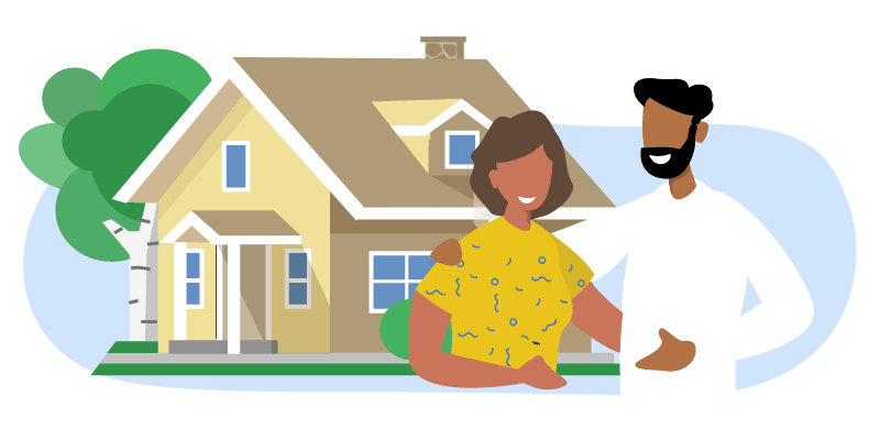 couple in fornt of house